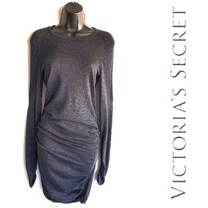 Victoria Secret's Asymmetrical Metallic Ruched Sweater Dress